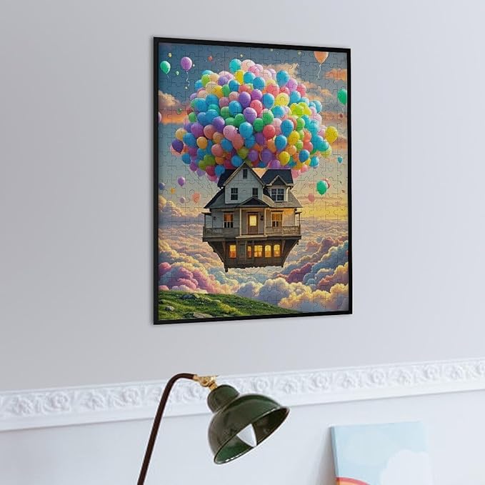 Wooden Puzzle - Floating House Jigsaw Puzzles，Wooden Puzzles for Adults 300 Pieces Challenge Puzzles，Educational Games，Family Puzzles，Unique Gifts for Wall Art