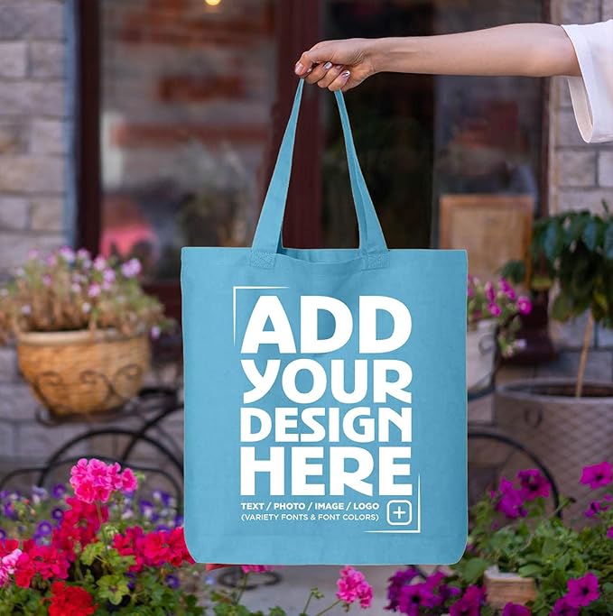 shop4ever Personalized Custom Design Your Own Eco Cotton Tote Reusable Shopping Bag Customizable Gift