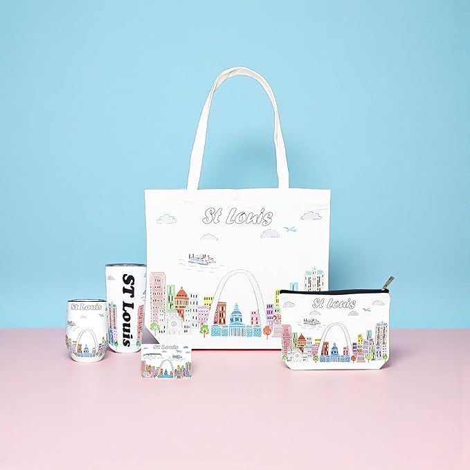 City Themed Artwork Magnet Collection by Beary Blu - Designed in The USA, Collectible Souvenirs Gifts 2.5" x 3.5" (St Louis)