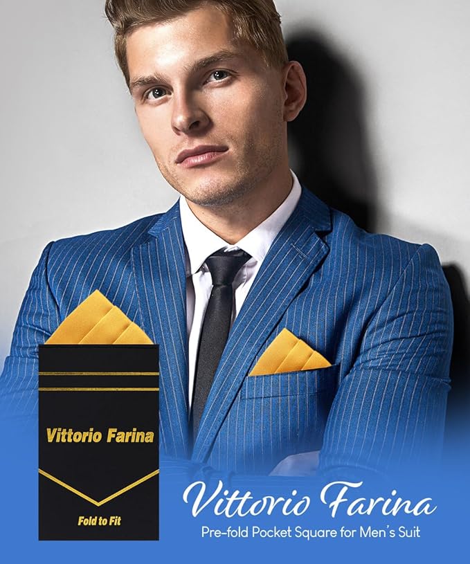 Premium Pre-Folded Four-Point Suit Pocket Square for Men with Sewn Pocket Fold