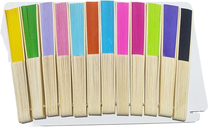 Paper Hand Fans, 8.3 Inch Foldable Handheld Fans for Wedding Favors, Party Decorations, Bridal Shower, Baby Shower, Summer Cooling, (Color 60pcs)