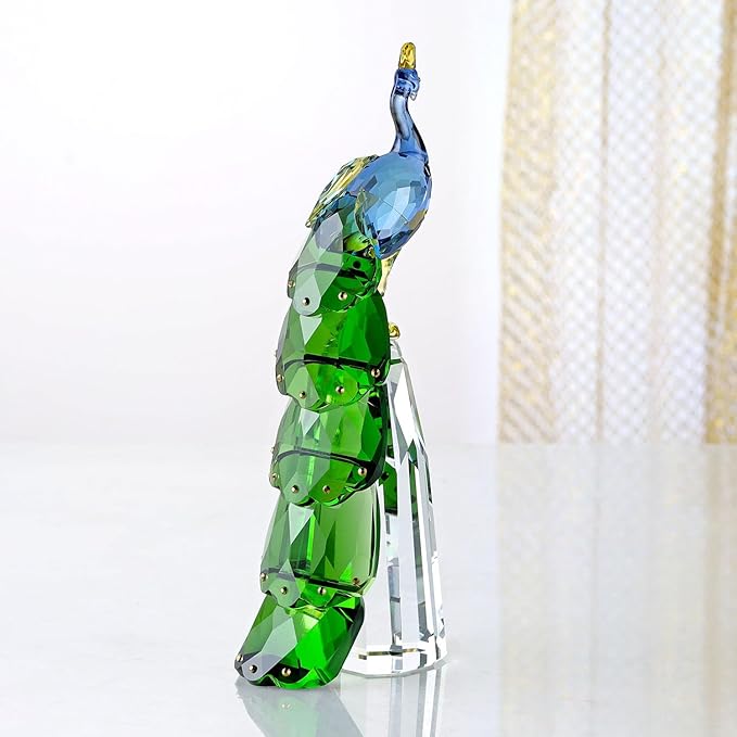 Crystal Peacock Figurine Handmade Art Animal Home Decor Statue Home Decoration