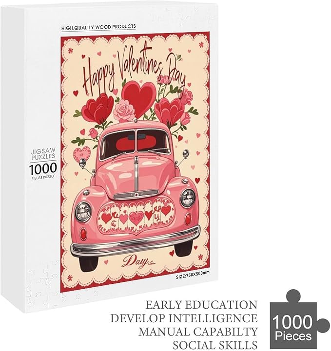 Jigsaw Puzzles for Adults 1000 Piece - Happy Valentine's Day Wooden Puzzle，Family Puzzles，Educational Games，Challenge Puzzles Puzzle Games，Stress Relief Games