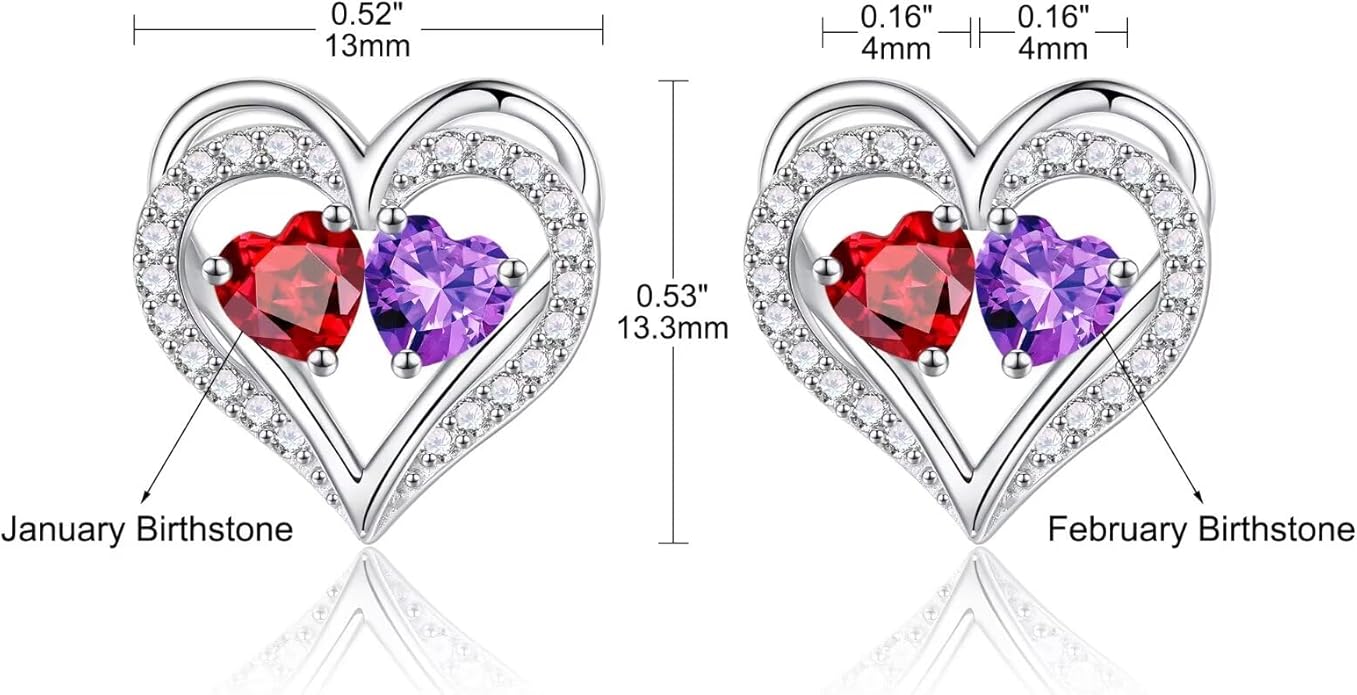 Iefil Valentines Day Gifts for Her - 925 Sterling Silver Birthstone Earrings, Anniversary Birthday Gifts for Women Wife Girlfriend Mom