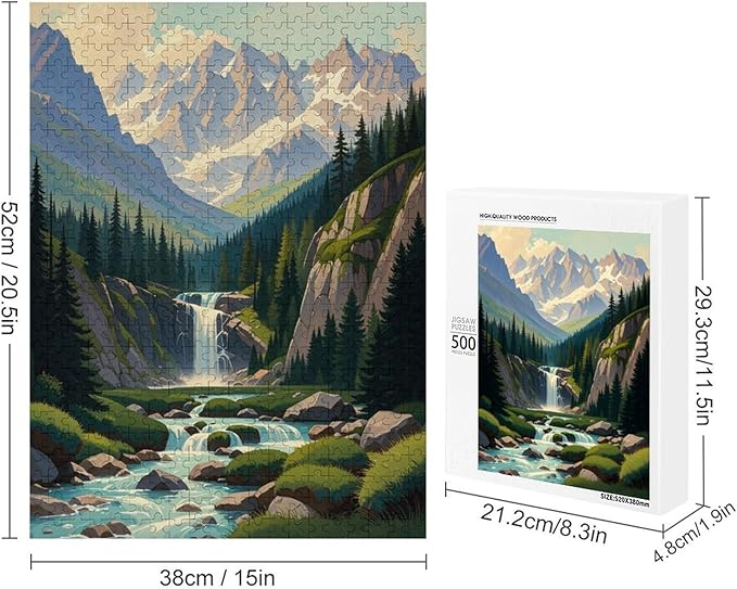 Jigsaw Puzzles for Adults 500 Piece - Mountain Landscape Wooden Puzzle，Educational Games，Challenge Puzzles Puzzle Games， Stress Relief Games，Funny Puzzles