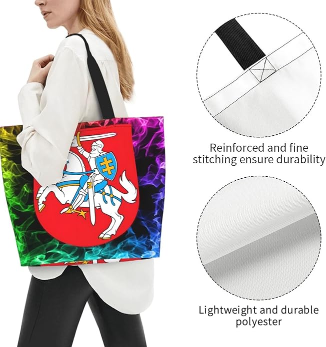Lithuania National Emblem Large Reusable Eco-friendly Shopping Bags Portable Storage Handbag