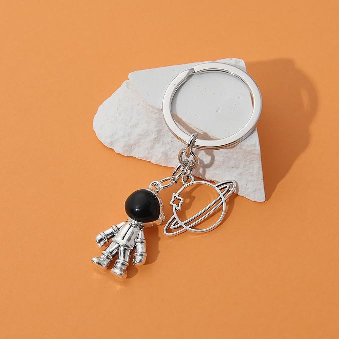 PHAETON 20PCS Robot Keychains Men Creative Spacemen Key Chain Space Robot Key Ring for Space Favors Lover Gifts Office Backpack Purse Charm