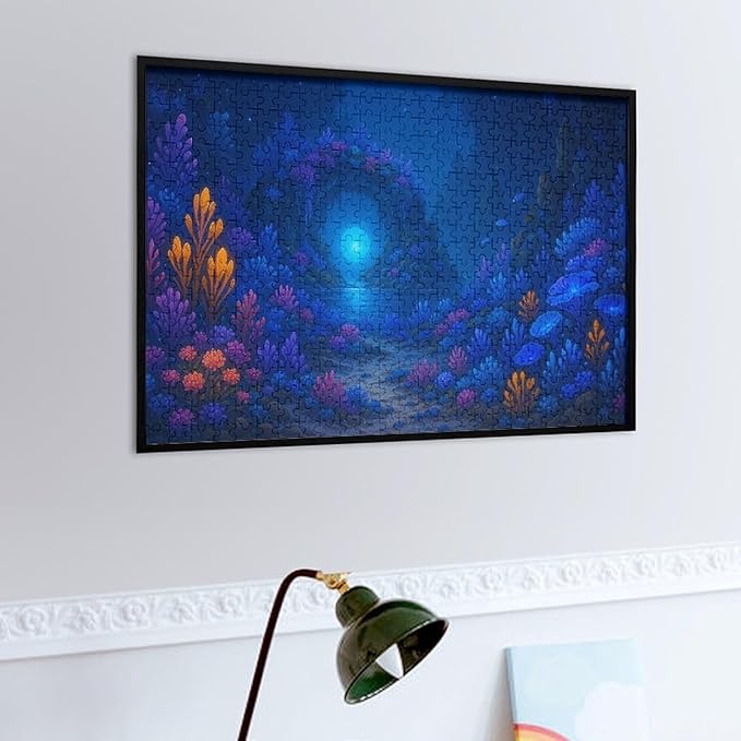 Meteor Shower and Moonlit Night 500-Piece Wooden Jigsaw Puzzle, Night Sky Puzzle, Shooting Stars Scene, Cozy Indoor Fun, Family Entertainment, Mindful Leisure