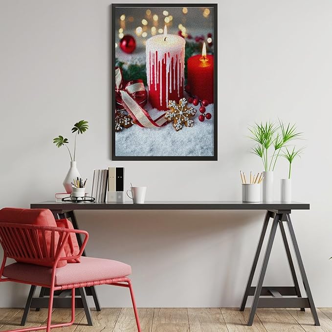 Jigsaw Puzzles for Adults 1000 Piece - Merry Christmas，Christmas Candles Wooden Puzzle，Stress Relief Games，Funny Puzzle，Unique Gifts for Wall Art ，Family Puzzles，Educational Games，Challenge Puzzles