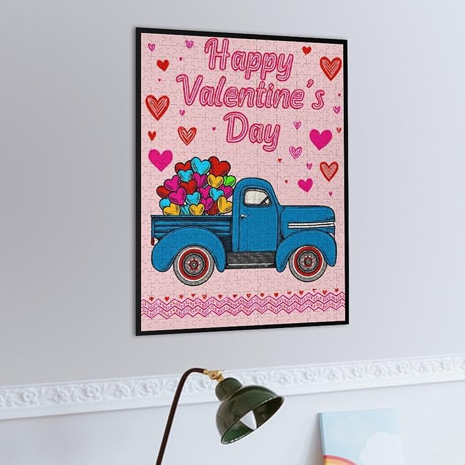 Wooden Puzzle - Happy Valentine's Day Jigsaw Puzzles，Wooden Puzzles for Adults 500 Pieces Challenge Puzzles，Educational Games，Family Puzzles，Unique Gifts for Wall Art