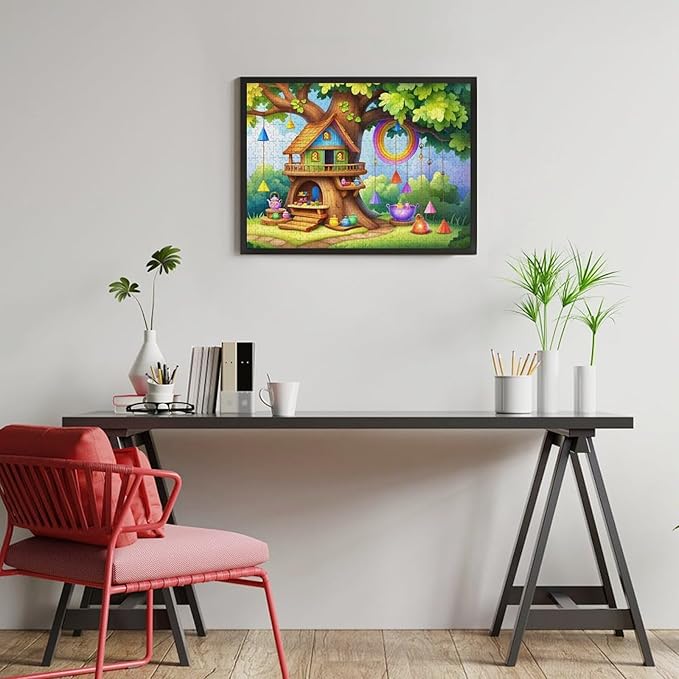 Wooden Puzzle - Fantastical Treehouse Escape Jigsaw Puzzles，Wooden Puzzles for Adults 500 Pieces Challenge Puzzles，Educational Games，Family Puzzles，Unique Gifts for Wall Art