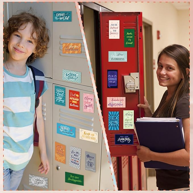 Xuhal 60 Pcs Inspirational Magnets Bulk Rectangle Positive Affirmation Magnets Decals Decorative Inspiring Quotes Fridge Magnetic Stickers for Adults Students Team Motivational Gifts (Classic)
