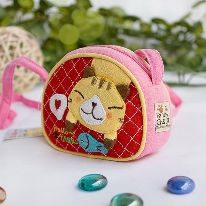 [Kitty & Fish] Embroidered Applique Swingpack Bag Purse / Wallet Bag / Coin Purse (3.93.3)