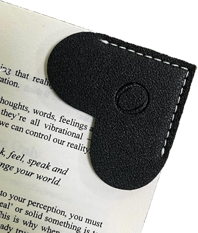 Personalized Leather Book Marks, Heart Bookmark, Unique Cute Handmade Letter Bookmarks Accessories for Reading Women, Teacher, Student, Book Lovers Book Mark Gifts (Black, O)