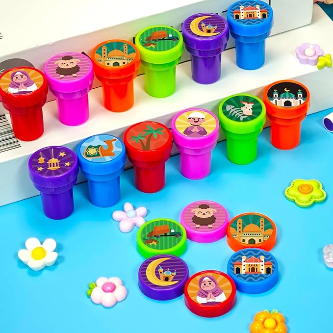 Cinrobiye 24 Pcs Ramadan Party Favor Stampers,Eid Mubarak Party Supplies, Islamic Party Favors Gifts, Classroom Rewards Carnival Prizes, Goodie Bag Pinata Fillers
