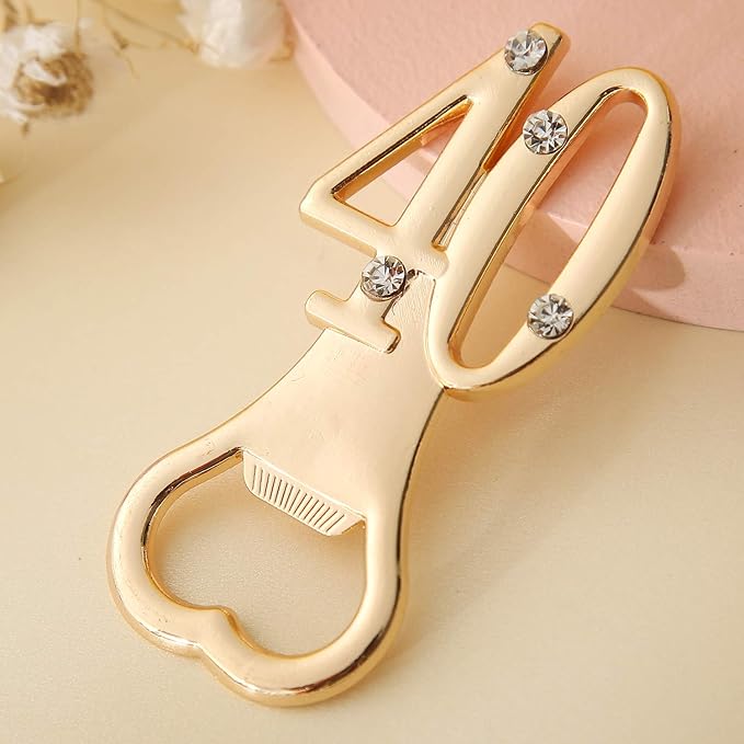 Set of 24 Gold 40th Birthday Party Favors Bottle Openers