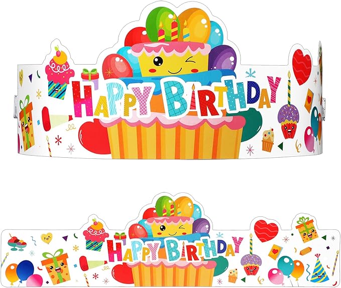 Outus 42 Pack Happy Birthday Crowns for Kids Classroom with Elastic Band for Teachers Students Kindergarten Party