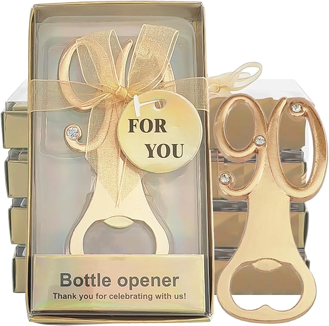 24PCS 90 Bottle Openers for 90th Birthday Party Favors or (24,Gold 90)