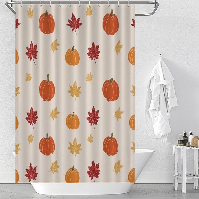 Fall Thanksgiving Pumpkin Shower Curtain Waterproof Washable Fabric Bathroom Shower Curtains for Bathroom Decorations Home Indoor Decor 47x72Inch