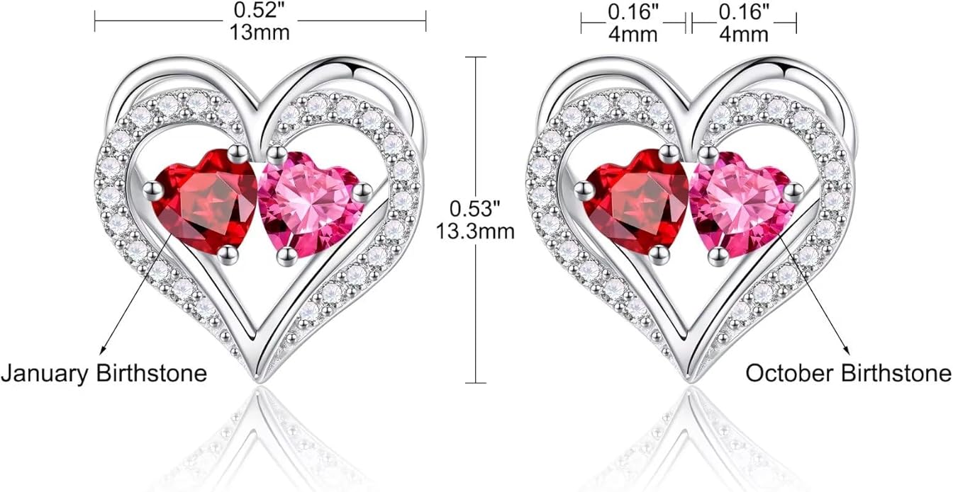 Iefil Valentines Day Gifts for Her - 925 Sterling Silver Birthstone Earrings, Anniversary Birthday Gifts for Women Wife Girlfriend Mom