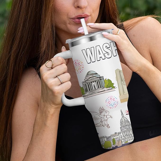 City Tumbler 40oz,Stainless Steel Water Bottle for Hot & Cold Beverages-City Gift Idea (Washington dc)
