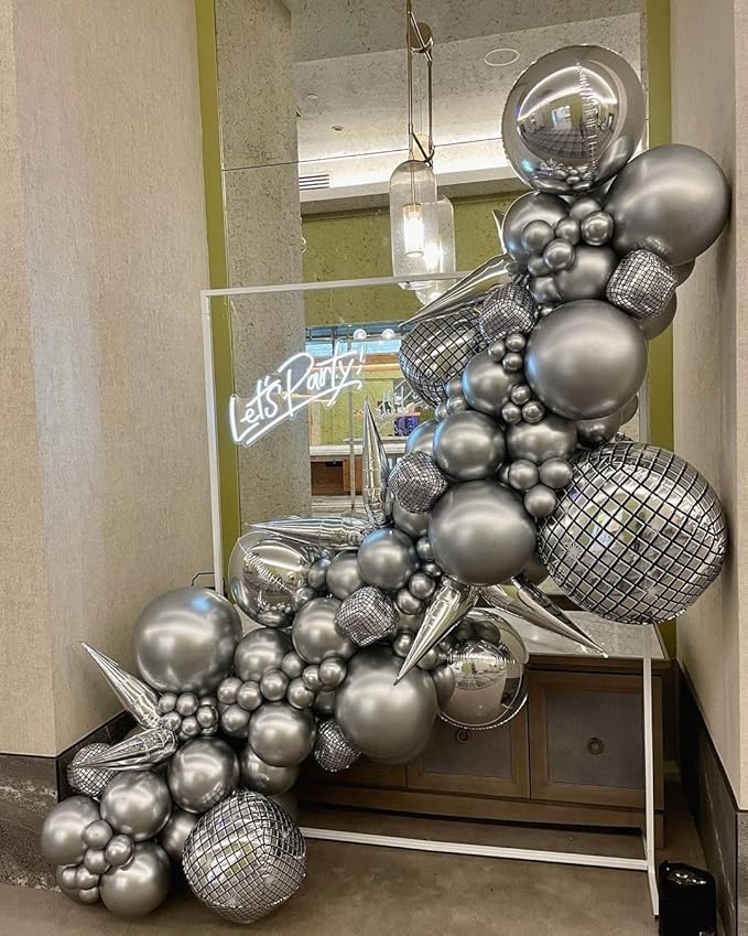 Bezente Metallic Silver Balloons 18 Inch - 30 Pack Large Thick Silver Balloons Big Round Chrome Silver Latex Balloons for Wedding Bridal Shower Birthday Party Decorations