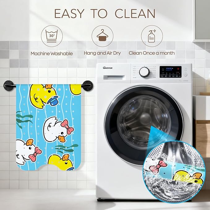 Baby Bath Mat for Tub, Non Slip Kids Bath Shower Mat, 40 X 16 Inch Large Bathtub Mat with Drain Holes and Suction Cups for Toddlers, Machine Washable and Waterproof (Duck)