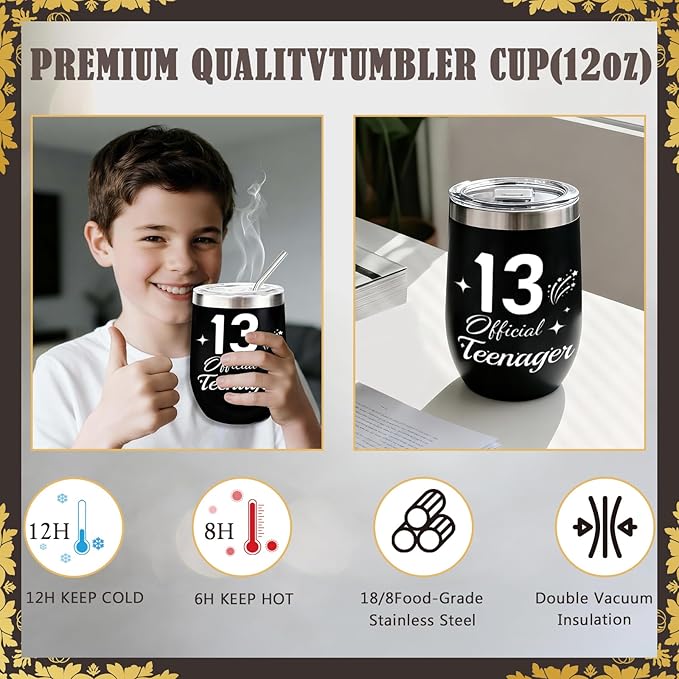 13th Birthday Gifts For Boys,13 Year Old Boy Birthday Gift Ideas with 12 Oz Tumbler, Funny Socks,Birthday Card, Bracelet,Keychain,Coolest Gifts for 13 Son Grandson Nephew Friend Birthday