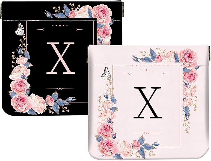2Pcs Initial Letter PU Leather Small Squeeze Coin Purse Pouch Mini coin Bag Unique And Cute Wallet Cosmetic Bags For Women Girls Men Change Bag Letter X