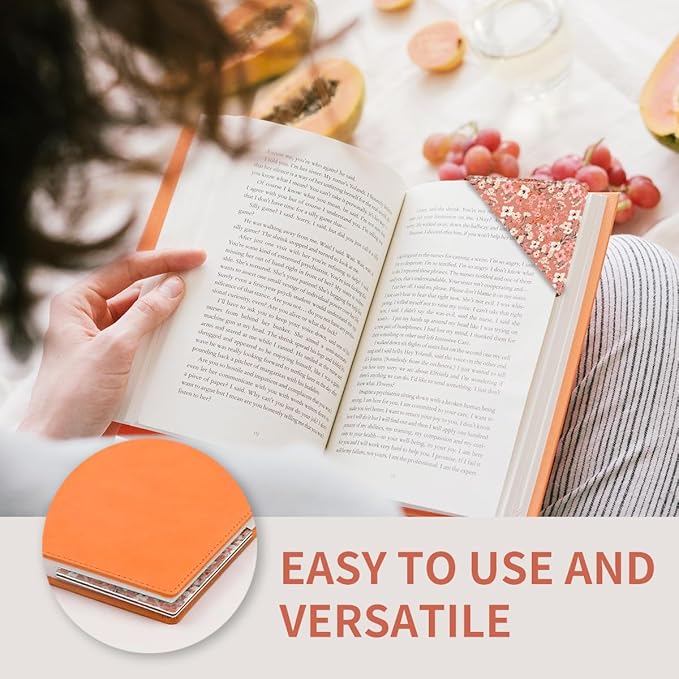 Cute Leather Bookmarks, Fun Triangle Making Corner Bookmark, Book Accessories for Reading Book Lovers, Unbreakable Page Markers for Women Men Cute Pink Floral