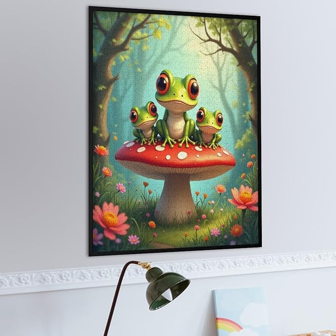 Jigsaw Puzzles for Adults 1000 Piece - Colorful Frogs Wooden Puzzles, Family Puzzles，Educational Games，Challenge Puzzles Puzzle Games