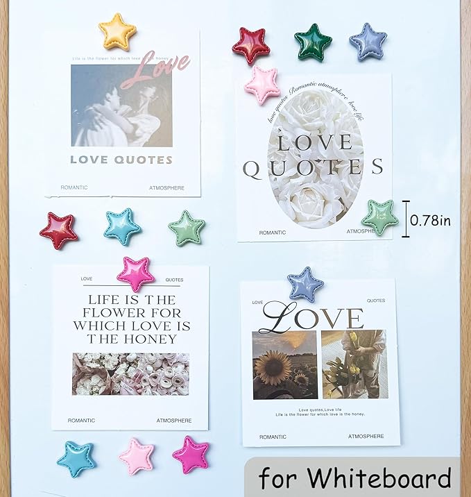KEYDUACU 16Pcs Strong Star Refrigerator Magnet Fridge Sticker,Colorful 3D Craft Decoration Magnet,Strong Fridge Magnets for Kitchen,Office Whiteboard, Cabinet and Dishwasher (Colorful Star)