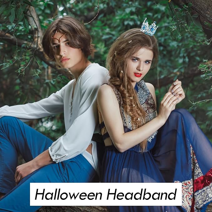 VELSCRUN Blue Crystal Tiara Headband, Crowns for Women, Princess Girls Tiaras, Royal Queen Crown Princess Quinceanera Headpieces for Birthday Prom Bride Wedding Pageant Party Hair Band