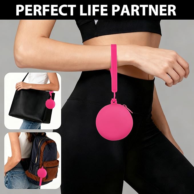 Coin Purse for Women – Silicone Small Coin Pouch with Kiss Lock for Coins, Keys, Lipstick, and Earphones – Mini Cute Change Purse for Daily Life, Cars, Travel, Party (Wristlet/Rose Red)