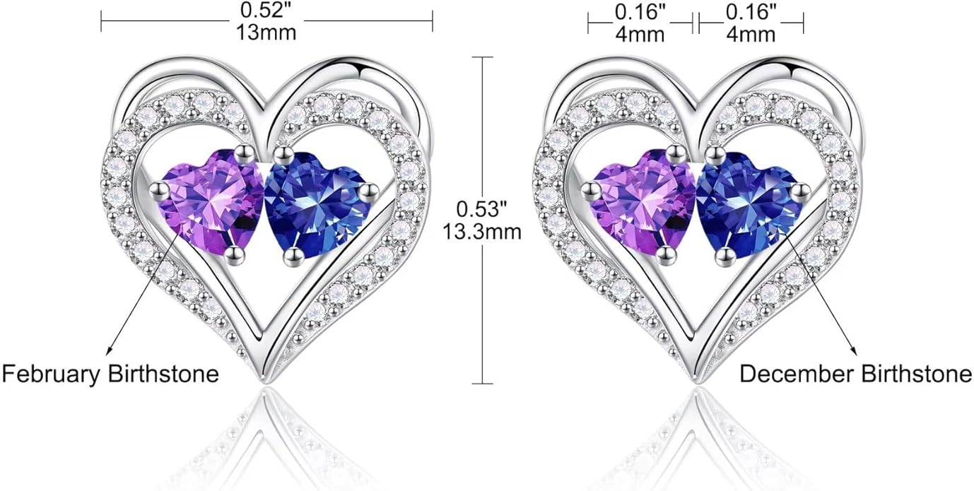 Iefil Valentines Day Gifts for Her - 925 Sterling Silver Birthstone Earrings, Anniversary Birthday Gifts for Women Wife Girlfriend Mom