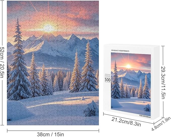 Funny Wooden Puzzle - Golden Winter Puzzle for Adult 500 Piece，Wooden Jigsaw Puzzles Art Leisure Game Fun Suitable Family Friends Educational Learning Games Gift