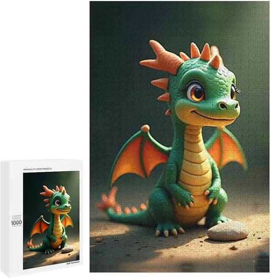 Wooden Puzzle - Green Dragon Jigsaw Puzzles，Wooden Puzzles for Adults 1000 Pieces Challenge Puzzles，Educational Games，Family Puzzles，Unique Gifts for Wall Art