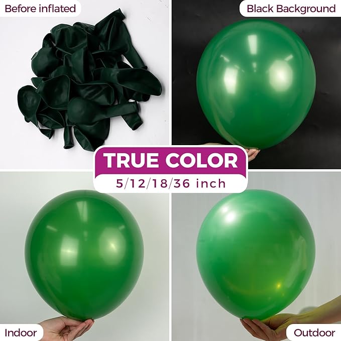 Bezente Green Balloons 18 Inch - 30 Pack Large Thick Dark Green Balloons Big Round Latex Balloons for Birthday Bridal Shower Wedding Party Decorations