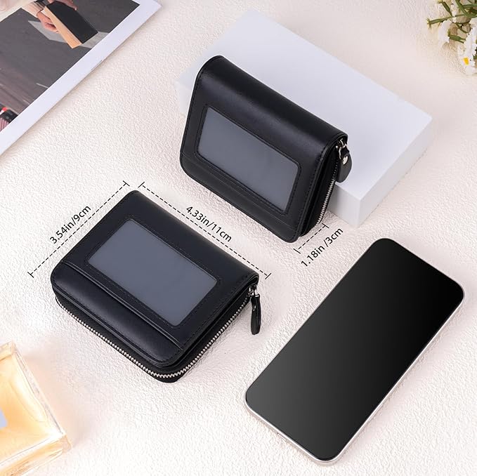 Genuine Small Wallet for Women, Slim RFID Blocking Credit Card Holder with ID Window, Compact Purses for Women with 22 Card Slots