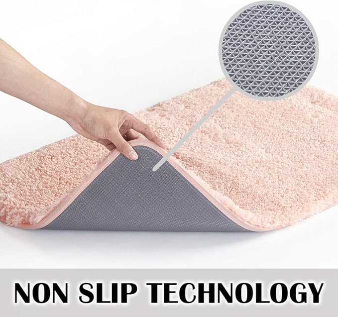 Suchtale Non Slip Bath Mat, Soft Microfiber Shaggy Bath Mat for Bathroom & Shower (16 x 24, Blush) Water Absorbent, Thick Plush, Machine Washable
