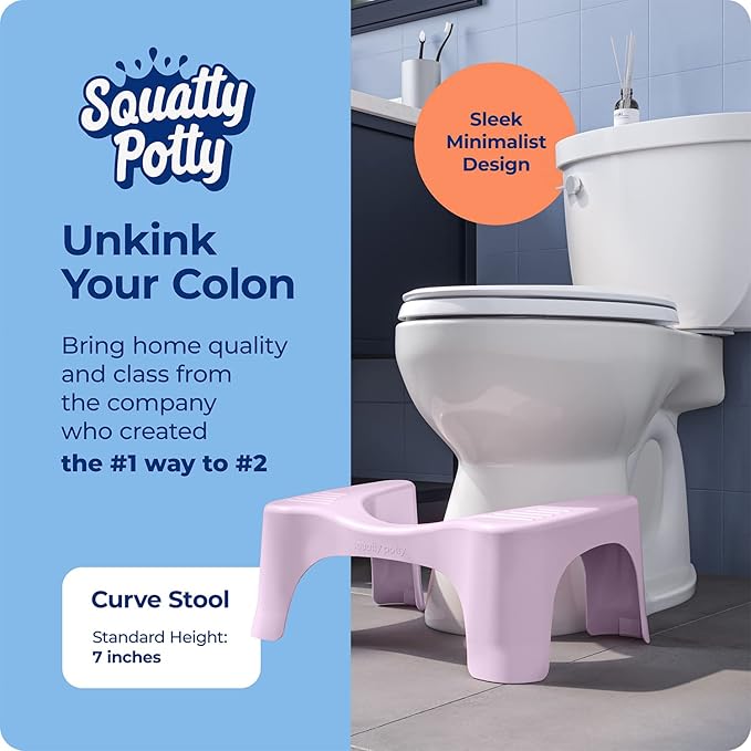 Squatty Potty The Original Bathroom Toilet Stool Curve Lightweight with Sleek and Modern Design, Pink, 7"