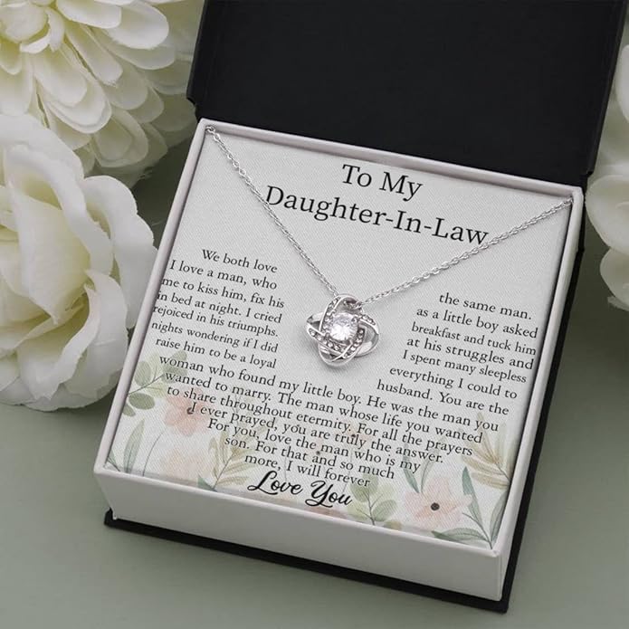Daughter In Law Gifts From Mother In Law, Necklace For Her From Mom And Dad, Birthday Gift For Her With Message Card And Gift Box, Meaningful Gifts For Bonus Daughter
