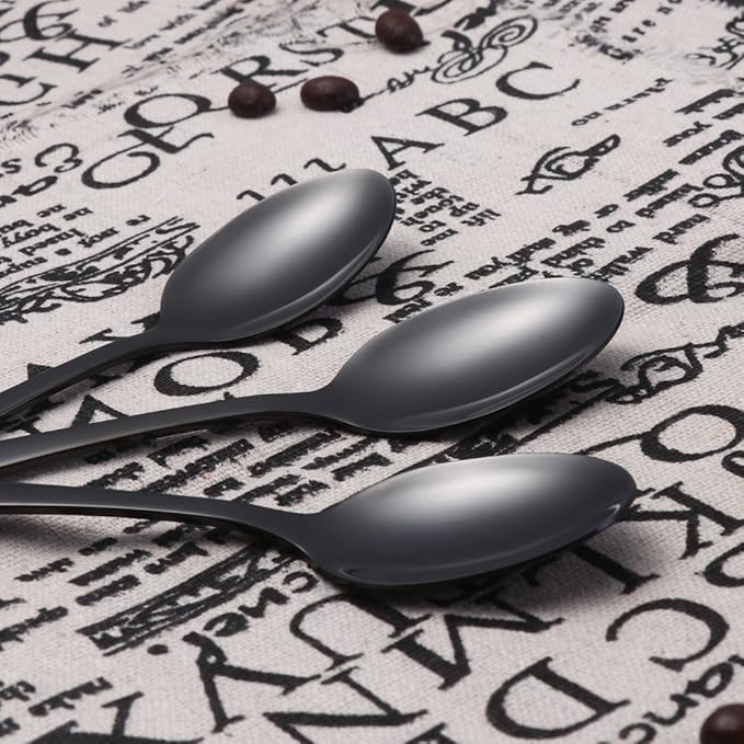 Buyer Star 12 Pieces Black Teaspoons 5.5-Inch Mini Coffee Spoons Stainless Steel Sugar Demitasse Espresso Spoons