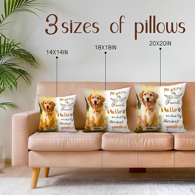 Pumkin Personalized Memorial Throw Pillow with Photo, Sympathy Gift for Pet Loss, Customized for Pet Lovers (Dog, Cat)