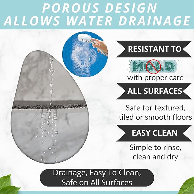 Enkosi Loofah Shower Mat Non-Slip - Anti-Slip Bath Mat for Inside Showers, Tub, Bathtub, Bathroom - Quick Dry PVC with Drain Holes - Cushioned Safety Grip - Secure for Kids and Elderly (Blue 24x24)