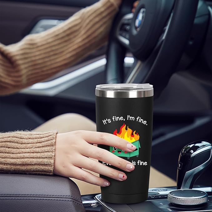 MASGALACC Dumpster Fire Desk Accessories Gifts for Women Men Coworker Employees - Funny Office Decor Desk Accessories 20oz Drinking Cup Coffee Mug Tumbler