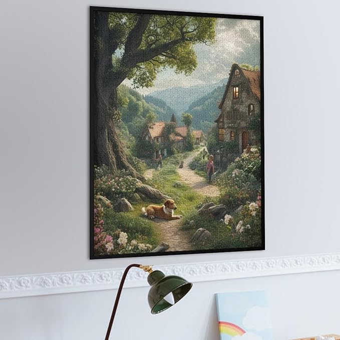 Puzzles for Adults 1000 Pieces Wooden Jigsaw Puzzle - Rural Cottage Theme Puzzle，Party Games，Family Toys，Educational Puzzles，Stress Relief Wooden Puzzle，Gifts for Family，Colleagues and Friends