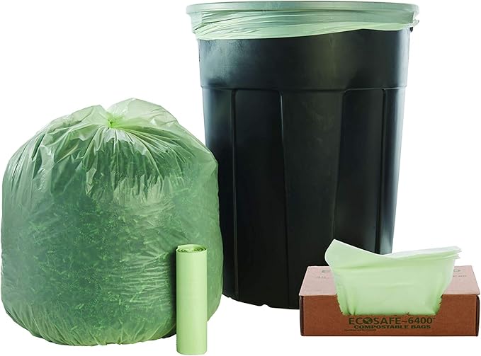 Stout by Envision Ecosafe-6400 Bags, 32 Gal, 0.85 Mil, 33" X 48", Green, 50/box