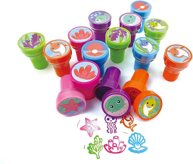 TINYMILLS 24 Pcs Shark Family Stampers for Kids