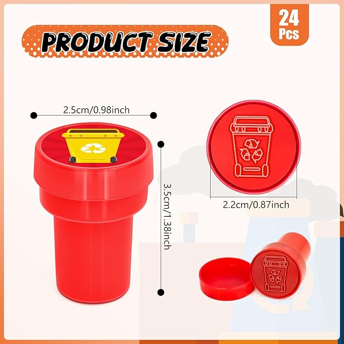 Cinrobiye 24 Pcs Garbage Truck Party Favor Stampers,Garbage Truck Party Supplies, Truck Waste Party Favors Gifts, Classroom Rewards Carnival Prizes, Goodie Bag Pinata Fillers